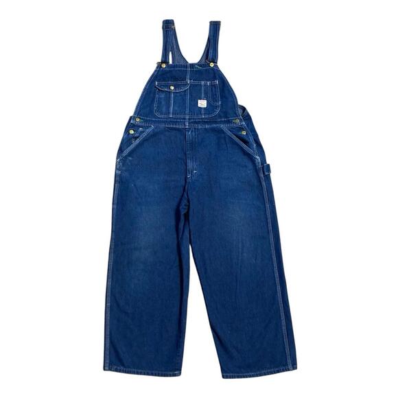 Vintage Pointer Brand Jean Overalls 38x26 Straight 90's Denim Blue Made In USA - Picture 1 of 9